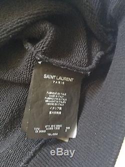 Saint Laurent YSL Black Long Sleeve Top Sweat shirt Zippers Cotton Size SM