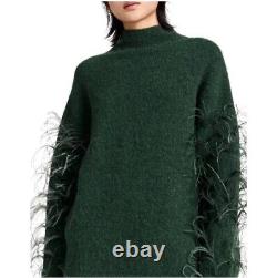 Sally LaPointe Sweater Ostrich Feather embellished alpaca blend $1,750 Retail