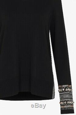 Sass & Bide Star Eyes Embellished Long Sleeve Black Knit Top Size L