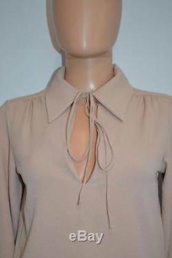 See By Chloe Nude Split Neck Collared Long Sleeve Blouse/Top withTies Size 36