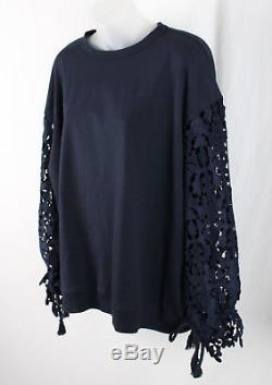 See by Chloe NWT Women's Navy Blue Lace Long Sleeve Shirt Top Size L