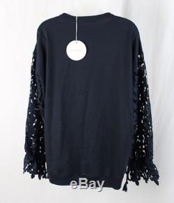See by Chloe NWT Women's Navy Blue Lace Long Sleeve Shirt Top Size L