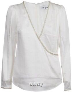 Self-Portrait Crystal-Embellished Satin Top white size UK 12 new with tags