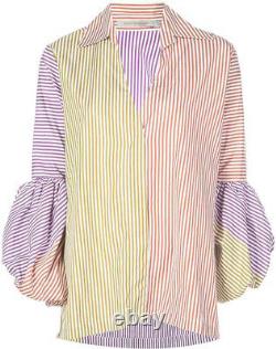 Silvia Tcherassi Bonnie Mixed Striped Puff Sleeve Shirt Cotton Top Block XS