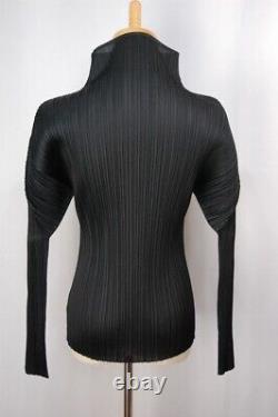 Special Price! PLEATS PLEASE Black High Neck Long Sleeve Top 128 4175