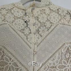 Spell & The Gypsy Collective Long Sleeve Lace Mock Neck Back Buttons Top Size SM
