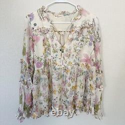 Spell & The Gypsy Collective Wild Bloom Blouse Top Ruffle Cream Sz S