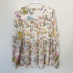Spell & The Gypsy Collective Wild Bloom Blouse Top Ruffle Cream Sz S