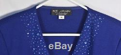 St. John Evening by Marie Gray Blue 2pc Suit Set 14 Long Sleeved Top & 16 Skirt