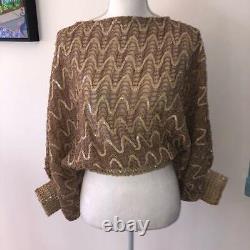 St. Martin Womens Top Vintage Sequin Pullover Slouchy Long Sleeve Dolman Gold