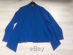Stella McCartney Cobalt Blue Silk Blouse long tunic top with sleeves UK 12 BNWT