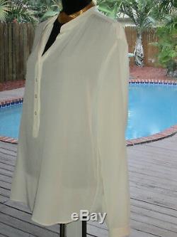 Stella McCartney Ivory Silk Long Sleeve Blouse Top XL 16 FR46