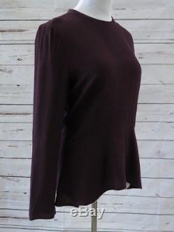 Stella McCartney Top Blouse Bordeaux Silk Size 42 Long Sleeve Peplum-Front