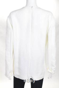 Stella McCartney White Crew Neck Long Sleeve Zipper Back Top Size Large New