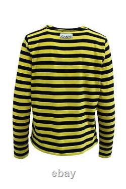 Striped Long Sleeve Top in Black and Yellow Cotton