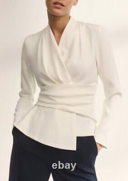 Stunning The Fold Ivory Clever Crepe Belleville Long Sleeve Top Ivory Sz 14 £275