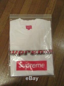 Supreme Chrome Logo L/S Long Sleeve Top Size Large White FW19 FW19KN67 New 2019