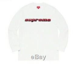 Supreme Chrome Logo L/S Long Sleeve Top Size Large White FW19 FW19KN67 New 2019