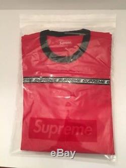 Supreme FW17 Tape Stripe L/S Pique Top Red Size Medium M long sleeve IN HAND
