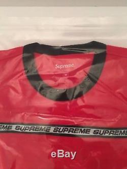 Supreme FW17 Tape Stripe L/S Pique Top Red Size Medium M long sleeve IN HAND