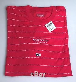Supreme Long Sleeve Logo Stripe LS Top T Shirt Red Size XL Extra Large FW17