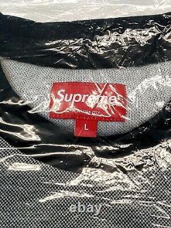 Supreme Tonal Stripe Logo Crewneck Black Size L Mens SS17 Top Long Sleeve