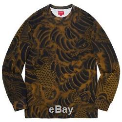 Supreme Waves L/S Longsleeve Black Box Logo Top LARGE Waffle Crew NEW In-Hand