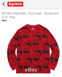 Supreme x Akira Syringe Jacquard L/S Long Sleeve Top Size Large Red FW17 NEW DS