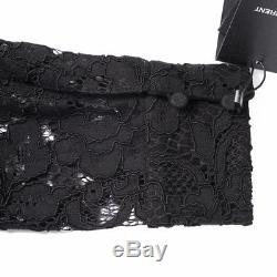 Sz 38 NEW $1190 SAINT LAURENT Black SHEER FLORAL LACE Long Sleeved BLOUSE TOP XS