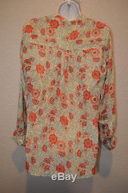 Sz S Isabel Marant Red Silena Floral Print Silk Long Sleeve Blouse Top