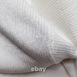 THE ROW Dryan 100% Silk Top Ribbed Knit Polo Cardigan Size M Cream $1550 New