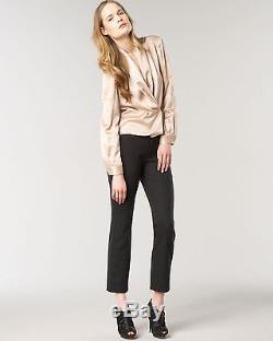 THE ROW'Eminton' satin silk long sleeve blouse top jacket blush pink 2 XS