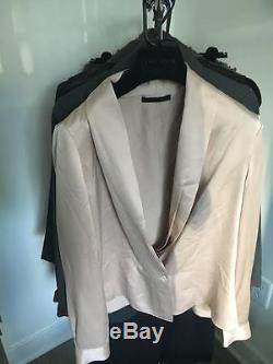 THE ROW'Eminton' satin silk long sleeve blouse top jacket blush pink 2 XS