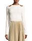 The Row Micah Cutout Long Sleeve Ribbed Top Sweater, Neutral / Small S