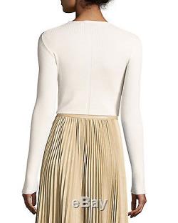 THE ROW Micah Cutout Long Sleeve Ribbed Top Sweater, Neutral / Small S