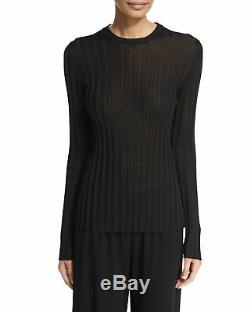THE ROW Ninett ribbed knit long sleeve top sweater in Black M S