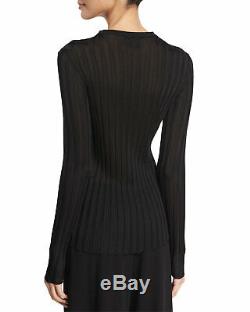 THE ROW Ninett ribbed knit long sleeve top sweater in Black M S