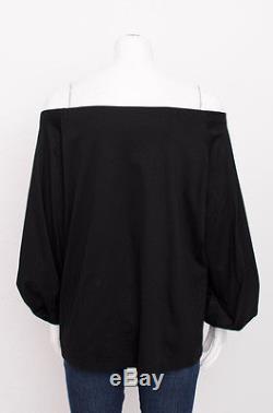 THE ROW Pepper Black Poet Long Sleeve Elastic Off Shoulder Shirt Blouse Top XS