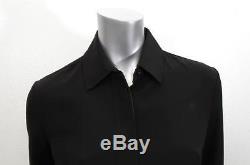 THE ROW Womens Black Long Sleeve Button Up Leather Trim Shirt Blouse Top 4
