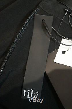 TIBI Black 100% Silk High Neckline Long Sleeve Formal Blouse Top UK10 BNWT