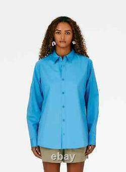 TIBI Eco Poplin Men's Slim Shirt Kairi Blue Button Down Blouse Top Long Sleeve S