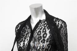 TOM FORD Womens Black Lace Long-Sleeve Bow Tie-Neck Blouse Top Shirt 40/4 NEW