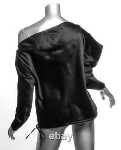 TOM FORD Womens Black Silk One-Shoulder Long Sleeve Blouse Top IT38 US2 XS