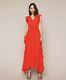 Twinset Silk Blend Long Dress With Ruffle 16uk Rrp £258 New