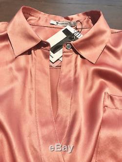 T by Alexander Wang Silk Long-sleeve Wrap-front Bodysuit Blouse Top S-z 2