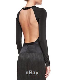 Tamara Mellon Long-Sleeve Backless Bodysuit Top XS in black $495