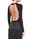 Tamara Mellon Long-sleeve Backless Bodysuit Top Xs In Black $495