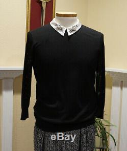 Ted Baker London Women Long Sleeve Scoop Neck Sweater Top Black Cotton Size 4
