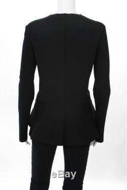 The Row Black Stretch Crew Neck Long Sleeve Peplum Top Size Large NEW $450
