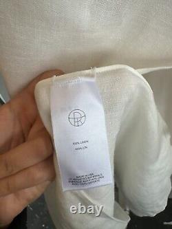 The Row Linen Semi Sheer Puff Long Sleeve Ribbon Tie Top Medium Ivory